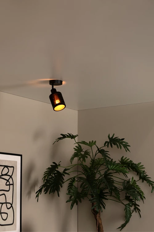 Lucide TAGALOG - Plafondspot - Ø 10 cm - 1xE27 - Zwart - sfeer 1